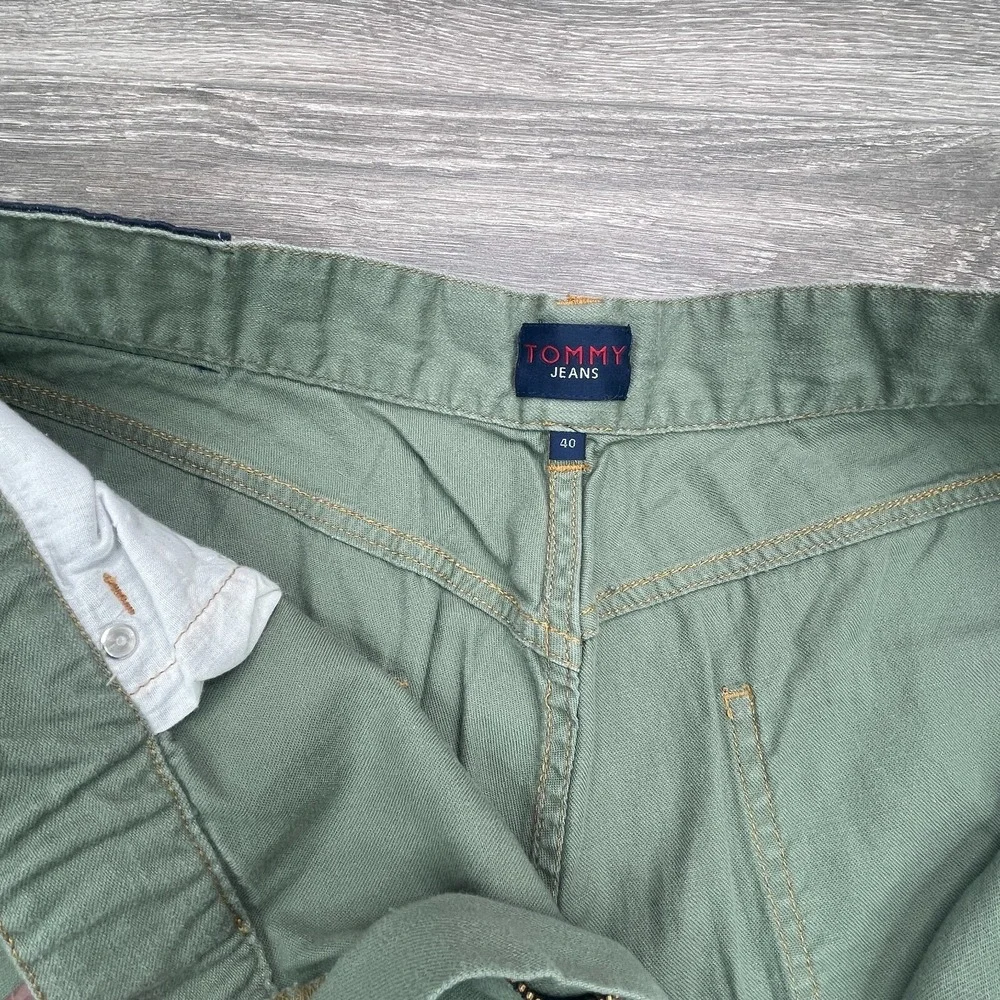 Vintage Tommy Hilfiger Cargo Shorts Mens 36 Green Belted Utility Baggy Y2K